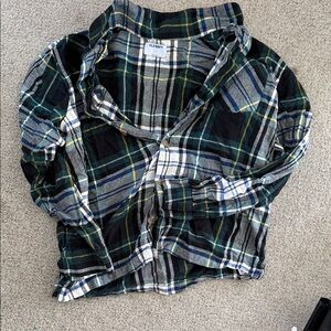 Old Navy Green, Black & White Plaid Button-Down Shirt